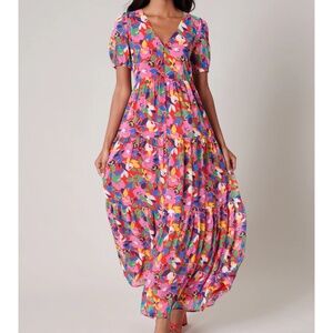 Sugarlips Sweet Soul Monaco Red Floral Maxi Dress